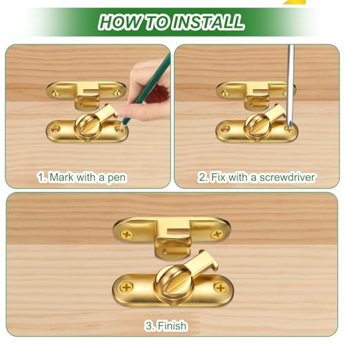 M METERXITY 1-Pack Flip Latch Gate Latch 3in, Yellow Bronze | Zinc Alloy, Flip Sliding Barn Door Lock, with Screws, 90/180 Degree Slide Locks, for Barn Door, Fence, Windows, Cabinets - color: Yellow Bronze
