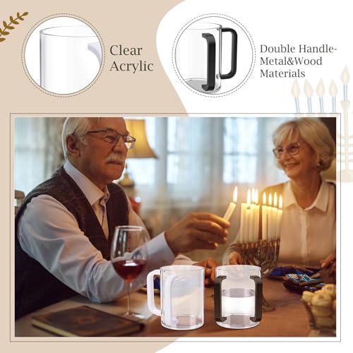 2Pcs Washing Cup Judaica with Dual Handles, Unbreakable Clear for acrylic Netilat Yadayim Cup for Everyday & Passover Seder, Shabbat, Shul, Synagogue & Home (BLACK&WHITE) - color: BLACK&WHITE