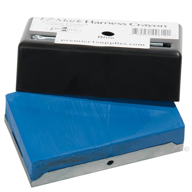 Premier 1 EZ-Mark Harness Crayon for Sheep & Goat Marking – Blue | Blue crayon. Identifies if ewe or doe has been bred. Use at 40–80°F. Compatible with Premier marking harnesses. - style: Blue Crayon