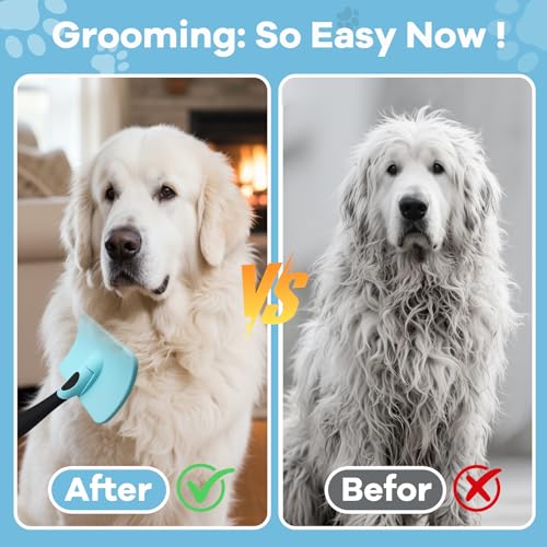 KEUYE Great Pyrenees Brush for De-Shedding and Fluffing Grooming | Dog Brush for Great Pyrenees with Extra Long Pins to Effectively Remove Tangles, Knots and Mats