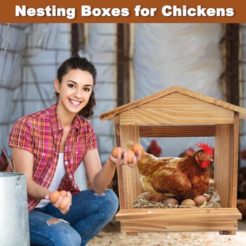 3 Pcs Chicken Nesting Box, Wooden Nesting Boxes for Chickens & Ducks, Farm House Wall Mount Egg Laying Boxes for Hens, Small Chicken Coop Nesting Boxes (11.42" L X 12" W X 15" H) - size: 11.4"L x 12.0"W x 15.0"H