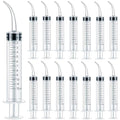 TIHOOD 15PCS 12ml/cc Plastic Syringes with Curved Tip, Disposable Irrigation Syringe Mouthwash Cleaner for Oral Care, Animal Feeding, with Measurement