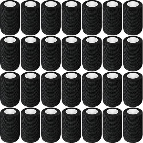 Treela 36 Pcs Self Adherent Bandage 3" X 5 Yard Wrap Breathable | Cohesive Bandage Elastic Adhesive Tape for Stretch Athletic Sports Wrist Ankle - color: Black, size: 3" X 5 Yard