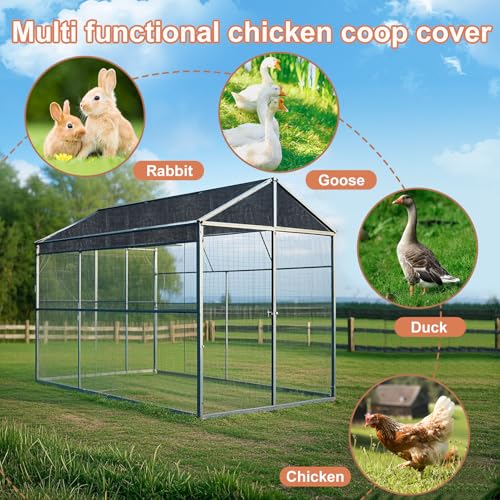 11.5×6.6 FT Chicken Run Pen Shade Cover, 90% UV‑Block Sun Shade Cloth | High Density Black Shade Netting Mesh with 20Pcs Ball Bungee Cords for Outdoor Garden Patio Yard Poultry Coop Chicken Run Pen