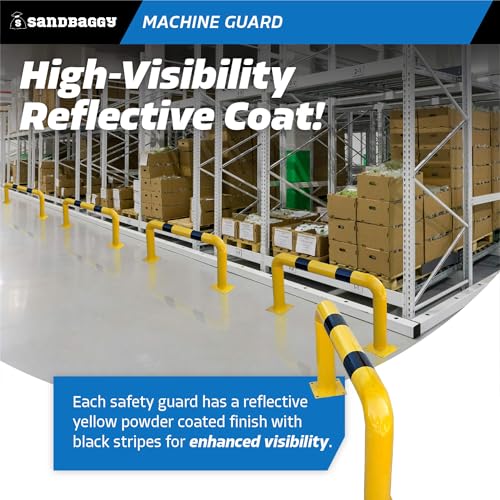 Sandbaggy High Profile Machine Safety Guard (24" H x 48" L) - Fixed Industrial Barrier Guards - Vehicle Impact Protection - Yellow Finish (10)