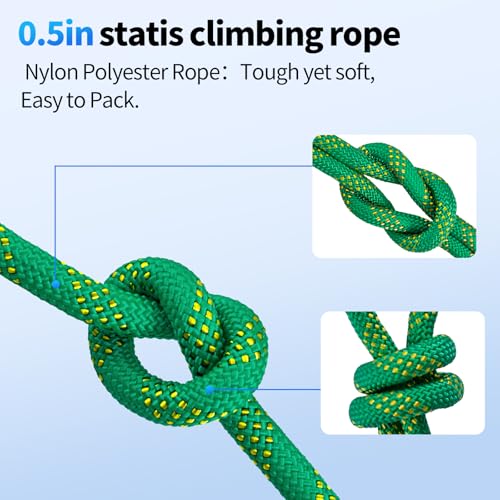 150Ft 1/2 Inch Heavy Duty Climbing Rope,Arborist Rope for Tree Pulling (Green) - size: 150ft-Green-1/2