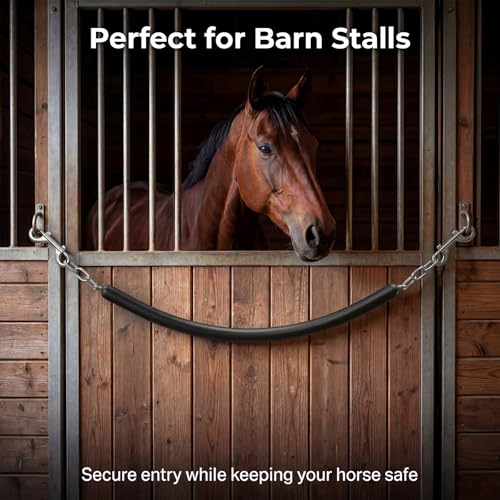Lontcs Rubber Covered Horse Stall Chain | Stall Guard Gate Chain with 2 Double-Ended Snaps, Barn Door Fence Hardware,Horse Accessories for Real Horses 45.5 Inch Long