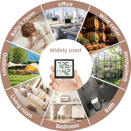 Mini Humidity Meter Hygrometer 6 Pack Room Thermometer Indoor Digital Temperature and Humidity Monitor (Black) - style: Style A-Black-6pcs