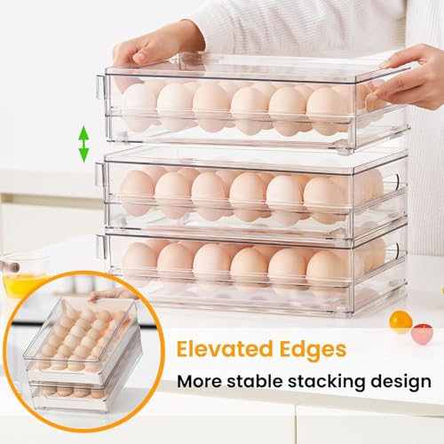24 Capacity Egg Holder for Refrigerator, Egg Drawer for Fridge Pull Out Egg Storage Container with Non-Slip Pads Clear Egg Tray Egg Organizer - 2 Pack - color: 2 Pack Egg drawer