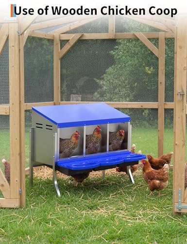 Metal Chicken Nesting Box with Easy-Collect Tray & Lid – 3/4/2x2 Compartment Heavy Duty Roll Away Nesting Boxes for Chickens, Wall Mount or Freestanding, Galvanized Steel Hen Laying Box for Coop