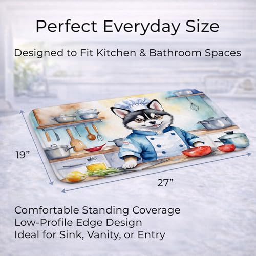 Caroline's Treasures Alaskan Klee Kai The Chef Memory Foam Kitchen Mat Machine Washable Anti-Fatigue Mat Cushion Comfort Bath Mat or Kitchen Rug - color: Alaskan Klee Kai 6183
