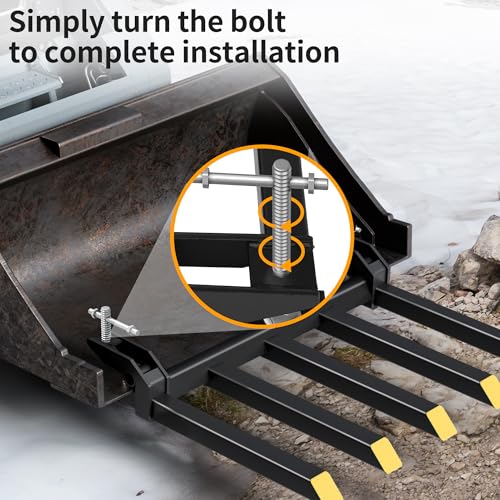 48" Clamp on Debris Forks 2500 lbs Loader Bucket Fork | Heavy duty clamp on pallet forks and debris forks attachments fit for loader bucket, skid steer, and tractor. - size: 48 IN
