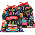 KzgtY Colorful Birthday 2PCS Gift Bags with Drawstring, 16 x 12 Inch Reusable Present Sacks for Christmas,Brithday, Holidays,Parties & Gift Packaging - color: Colorful Birthday