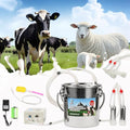 Upgrade 2-in-1 Goats and Cows Milking Machine, 1.85Gal/7L Food-Grade Stainless Steel Bucket with 5200mAh Built-in Rechargeable Battery, 4 Teat Cups, Cordless Pulsation Vaccum Electric Milking Machine - size: 7L