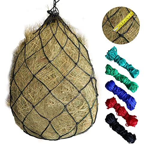 2PCS Durable Slow Feed Hay Net for Horses 40” Length with Strong 4x4” Holes Nylon Rope Hanging Suitable for Trailer and Stall, Slow Feeding Reduce Waste - color: 2PCS-Black
