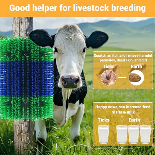 GarveeHome Livestock Scratch Brushes, Horse Scratcher Full Massage Grooming Brush Kit, Cow Brush Relieve Itching on the Back of Livestock for Horse Cow Cattle Sheep Pig Goat - color: 2pcs Blue green