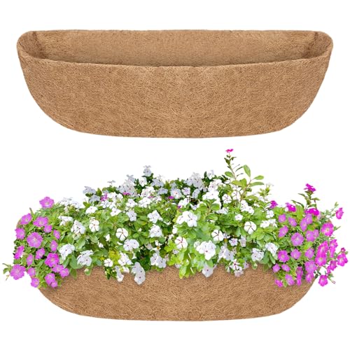 GreatBuddy 2 Pcs Coco Liners for Planters 24 Inch, Sturdy Window Box Liners, Perfect Planter Liners Replacement for The Old, 100% Natural, Easy to Straighten Out - size: 24 inch