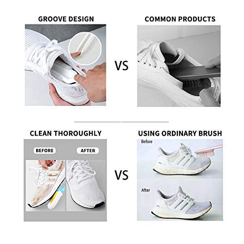 Andiker Professional Cleaning Shoe Brush, Multifunctional Long Handle Brush Cleaner, Hangable Soft Bristle Shoes Cleaning Scrubber (White) - color: White