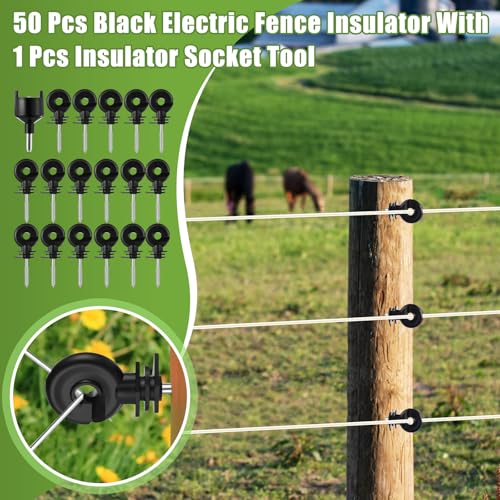 Electric Fence Kit, 8 Mile 12kV 2J Electric Fence Charger AC/DC Powered with 50 Insulators, Socket Tool, 250ft Aluminum Wire for Livestock Control(Classic Ver.,Blue) - style: Classic Ver