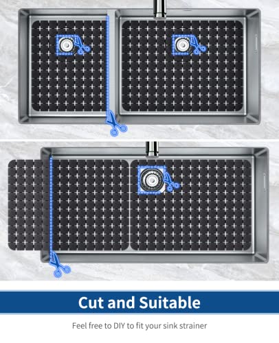 Bigli Sink Mat Protectors for Stainless Steel/Ceramic Sinks, 2 Pack 15.7x11.8 inches, PVC, Fast Draining (Black) - color: Black