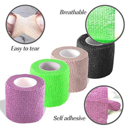 Self Adhesive Bandage Wrap, Self Adhering Bandage, Vet Wrap for Dogs, Self Adherent Cohesive Wrap Bandages for Sports, Athletic, First Aid, Wrist, Ankle, Tape, 8 Pack, 2 inch - size: 2 Inch (Pack of 2)