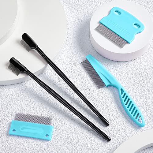 5 Pieces Dog Eye Combs Tear Stain Remover Combs Pet Grooming Comb for Small Dogs Gently Removing Eye Mucus and Crust (Light Blue, Black) - color: Black,Blue