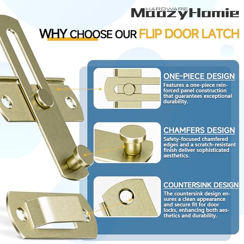 4 Inch Flip Latch Gate Latches, 180 Degree Flip Barn Door Lock Latch, Heavy Duty SUS304 Stainless Steel Flip Sliding Latch, Bolt Buckle Lock for Barn Wood Fence Sliding Doors, Bronze,2 Pack - color: Bronze