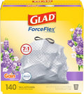 Glad ForceFlex Tall Kitchen Trash Bags, 13 Gallon, Gain Lavender, 140 Count (Package May Vary) - size: 140 Count (Pack of 1)