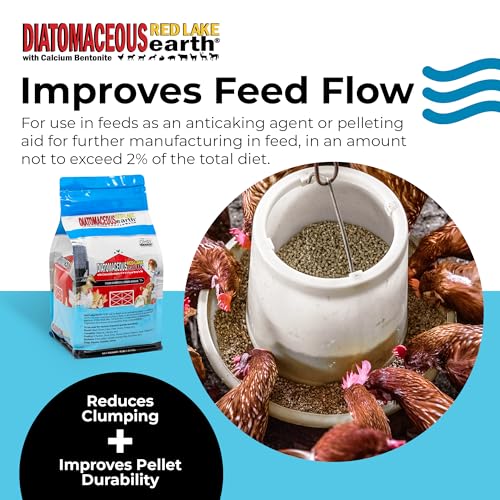 Red Lake Earth Animal Feed Additive, 4Lbs - Natural Diatomaceous with Calcium Bentonite for Poultry & Livestock - Prevents Caking, Improves Feed Flow & Maintains Fresh Feed - size: 4lbs - Single