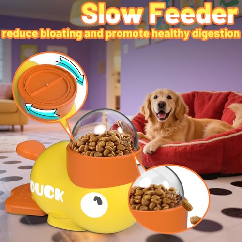 Dog Interactive Treat Dispenser Toy Food Puzzle Slow Feeder Duck-Shaped Dog Puzzle Feeders for Small Medium Dogs Cats IQ Training Reduces Bloating for Healthy Eating (Yellow) - color: YELLOW