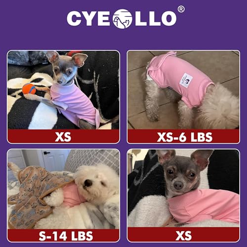 cyeollo Dog Surgery Recovery Suit for Female Male Dogs Cats Soft Breathable Dog Onesie After Spay, Neuter, Anti-Licking Pet Surgical Recovery Snugly Suit Bodysuit, Pink, XS - color: Pink, size: X-Small (Back: 9"-11")