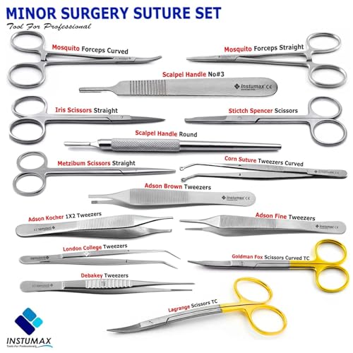 Premium 15-Piece Minor Surgery Suture Set – All-in-One Surgical Instrument Kit – Surgical-Grade Stainless Steel Dissection & Suturing Tools for Dental, Tissue Surgery, Veterinary Practice & Medical