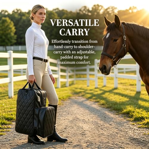 Thick PU Equestrian Storage Bag, Large Capacity Horse Riding Gear Organizer, Portable Travel Tote for Helmet, Boots, Gloves & Grooming Tools, for Barn, Trailer & Equestrian Events