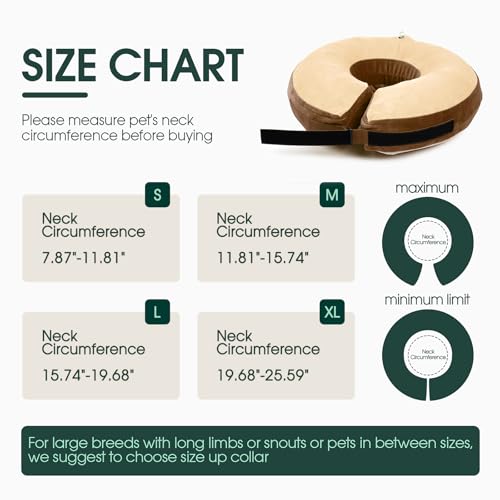 Kuoser Inflatable Dog Cone Collar, Dogs Donut Collar to Stop Licking, XL | Soft Dog Cone Alternative After Surgery, Inflatable Pet Neck Pillow Comfortable Recovery E-Collar for Small Medium Large Dogs - color: Vanilla Latte, size: Xl (Neck: 19.6" - 25.5")