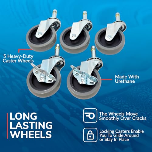GRIT GUARD Bucket Dolly with Wheels - Rolling Detailing Wash Bucket with 5 Wheels and 2 Locking Casters Compatible with 2.5, 4, 5 and 6 Gallon Buckets (Black, 2" Red Casters) - Made in the USA - color: Black, size: 2" Red Casters
