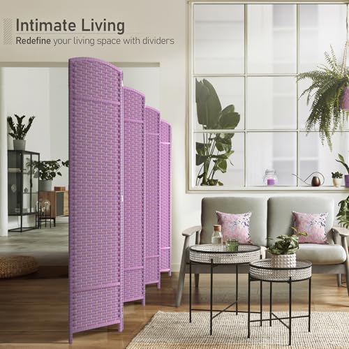 Sorbus Foldable Room Divider, Mesh Privacy Screen (8 Panel, Pink Purple) | Folding screens, dividers for rooms, double-hinged panels; freestanding partition for bedrooms, offices and shared areas - color: Pink Purple, size: 8 Panel