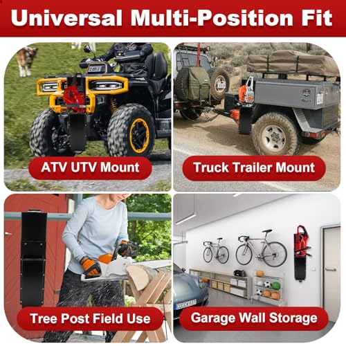 Bucket Chainsaw Scabbard, Universal Heavy Duty Steel Chainsaw Holder | Impact Protection Chainsaw Scabbard with Protective Liner & Portable Handle for ATV UTV Truck Tractor Utility Vehicles