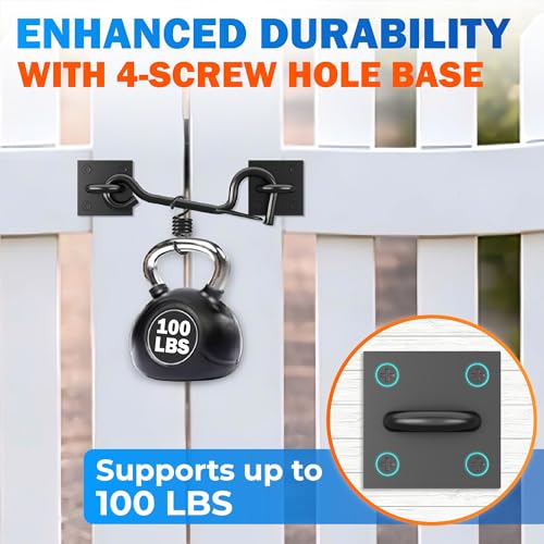 100 Lbs Privacy Cabin Hook & Eye Latch - Safety Buckle Barn Door Gate Latch | 4 Screw Points Privacy Hook with Buckle for Barn Door, Lock Gate Latch Hook for Sliding Door Gate, Bathroom Cabinet Bedroom