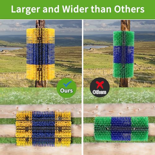 Livestock Scratch Brush, 4Pcs Cattle Scratcher Brush for Grooming, Upgraded Extra Large Horse Brush, Relieve Itching on the Back, Goat Scratcher for Horse, Cow, Pig, Sheep (XL Size Yellow) - size: 4-PACK XL BRUSH