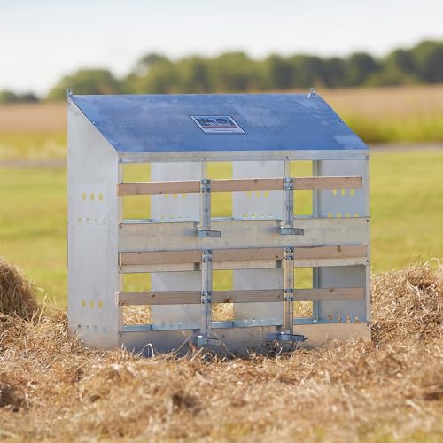 Brower 2-Tier 6-Hole Galvanized Steel Chicken Nesting Box, 30 to 40 Hen Capacity – Outdoor Poultry Laying Station with Hinged Folding Perches, Ventilated Design & Slanted Roof – Made in the USA - size: 37.0"L x 33.0"W x 24.5"H