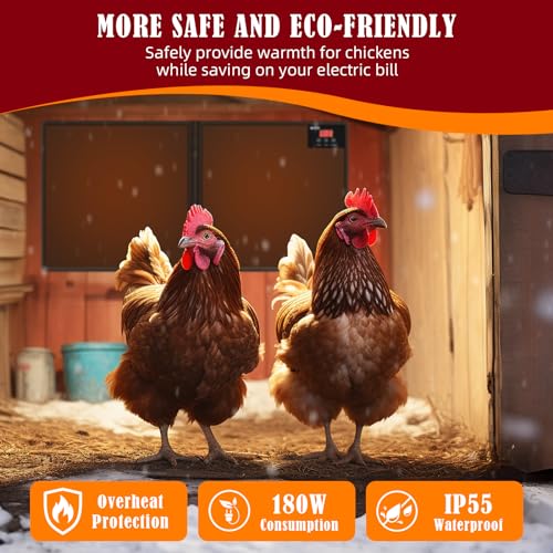 Chicken Coop Heater for Winter with Remote APP Control, 30''x12'' Large Foldable Chicken Heaters Warmer Inside Coop with Adjustable Timer Temp, 180W Safe Flat Panel Radiant Heater for Chickens Coops - color: Black 2G-APP