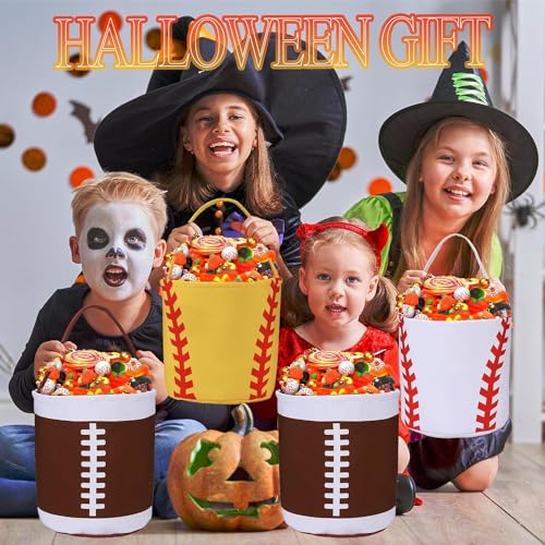 Baseball Basket for Kids Canvas Easter Egg Hunt Baskets Halloween Trick or Treat Candy Bucket for Halloween Easter - color: Basket-2