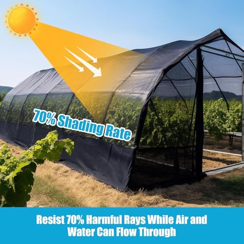 Amagenix 70% Shade Cloth Roll, 8' x 100 FT, Black | Cuttable Sun Shade Mesh Tarp UV Resistant Eyelets Screen Cover for Garden, Patio, Greenhouse, Canopy, Kennel, Plant - color: Black-70%, size: 8' x 100 FT