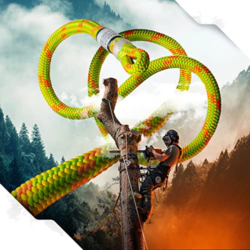 Arborist Rope 11.8mm x 200Ft, USA Made High-Strength 24-Strands Static Climbing Rope - 5,400 lb Strength for Tree Climbing, Pulling, Outdoors & Swing - Viper, Tight Spliced Eye