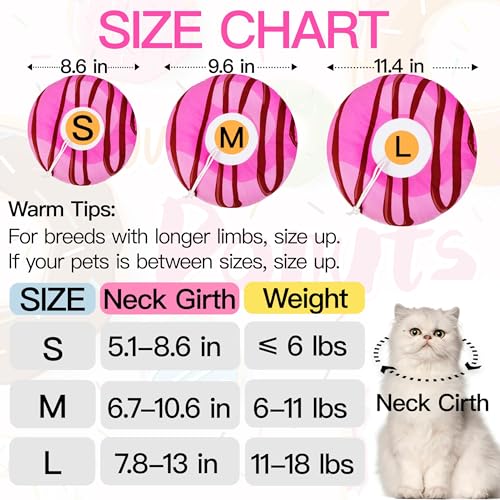Cat Cone Collar Soft, Cute Cat Donut Collar After Surgery, Adjustable Kitten Recovery Cones to Stop Licking, Lightweight Neck Elizabethan Collars for Cats Kittens (Chocolate Pink, Large) - color: Chocolate Pink, size: Large