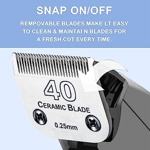 3PCS 40 Blades Dog Grooming Blades Compatible with Andis/Wahl Dog Clipper | Cut Length 1/100"(0.25mm),Dog Clipper Blade compatible with Oster A5 ,Ceramic Blade & Stainless Steel Blade - color: 3pack #40