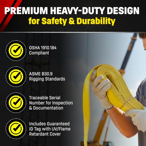 DD Sling (USA Made). Multiple Sizes in Listing! 2" x 30', 2 Ply Twisted Eye, Nylon Lifting Slings, Eye & Eye, 6,400 lbs Vertical, 5,100 Choker, 12,800 Basket Load (2inX30ft) - size: 2 in x 30 ft