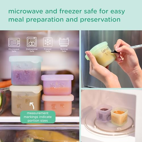 Olababy Silicone Baby Food Storage Containers 4pk, 4oz (Mint) | For Baby Food, Snacks, Formula, Puree & Sauce. BPA & Micro Plastic-Free. Daycare Essentials for Toddlers. - color: Mint, size: 4 oz
