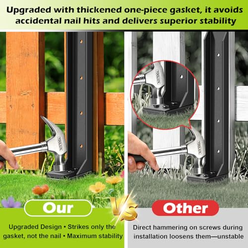 4 Pcs Fence Post Repair Kit, Heavy Duty Fence Post Anchor Ground Stakes for Repair Tilted, Broken Wood Support - style: 4 pcs Standard Edition