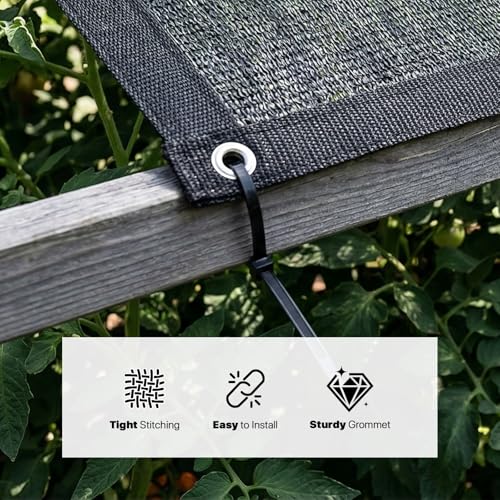 ColourTree 50% Black Shade Cloth, 8FT x 10FT Mesh Tarp, UV Resistant Netting with Upgrade Grommets for Plant Cover, Greenhouse, Chicken Coop, Barn, Kennel, Garden (We Make Custom Size)